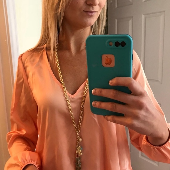 NWT XS Nordstrom Rack Beautiful Coral Color High Low Blouse with Sleeves - Picture 5 of 10